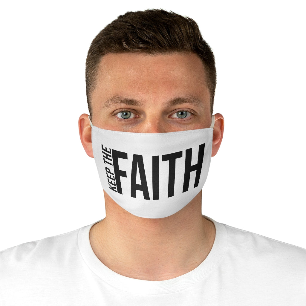 White Keep The Faith Fabric Face Mask