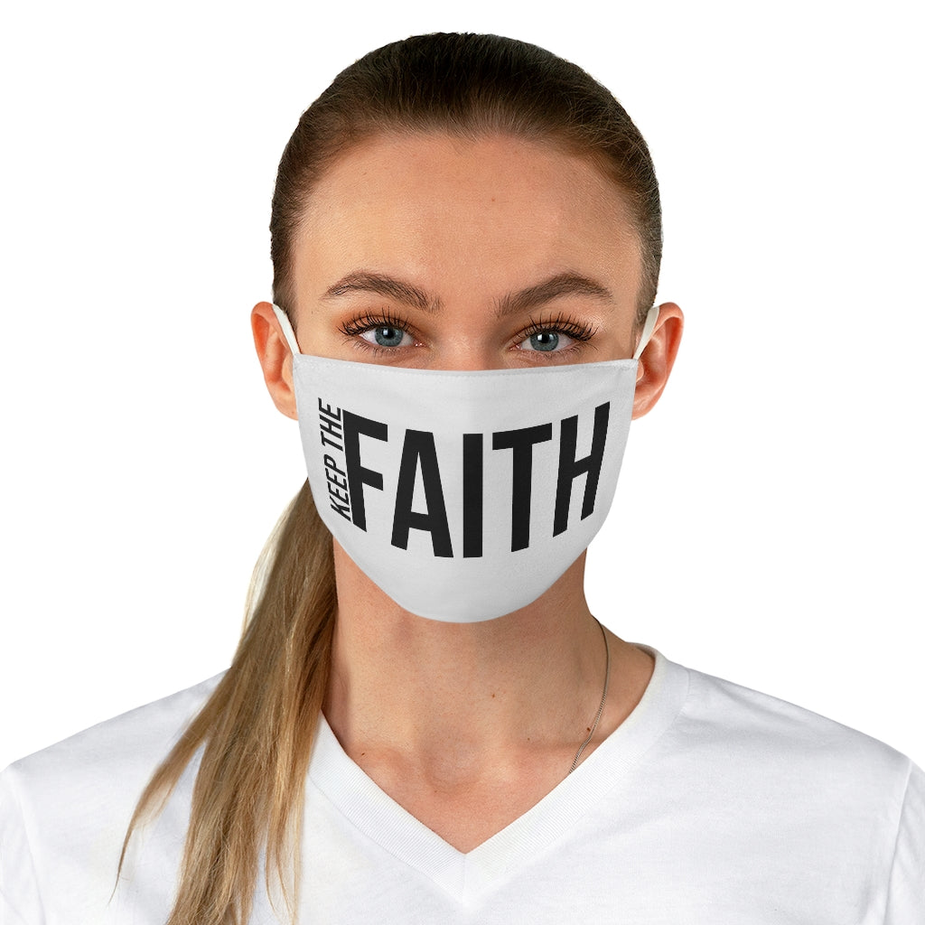 White Keep The Faith Fabric Face Mask